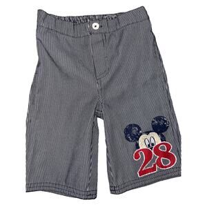 Disney's Mickey Mouse Boys Navy Blue and white striped long  shorts size 5T